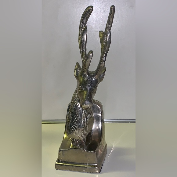 Vintage Silver Tone Buck Stag Antlered Deer Figurine Statuette Paperweight - Picture 3 of 16